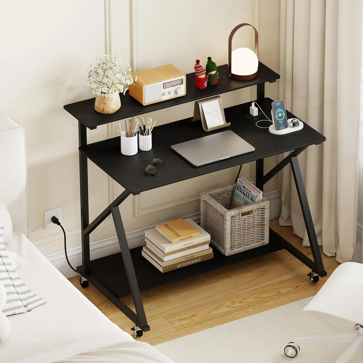 Tangkula 39.5" Mobile Computer Desk with Power Outlets for Home Office Bedroom - Product image 7