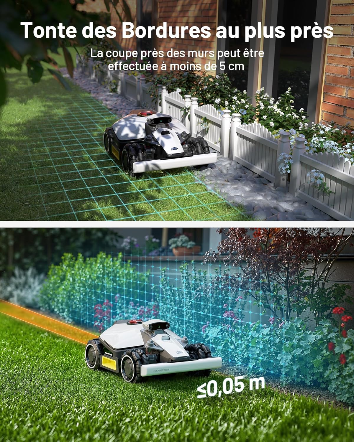 MAMMOTION LUBA Mini AWD 800 Wireless Robot Lawn Mower Peripheral, NetRTK+Vision, No RTK Antenna Required, Recommended 800m², Max. 1000m², Slopes at 80%, with 4G Module
