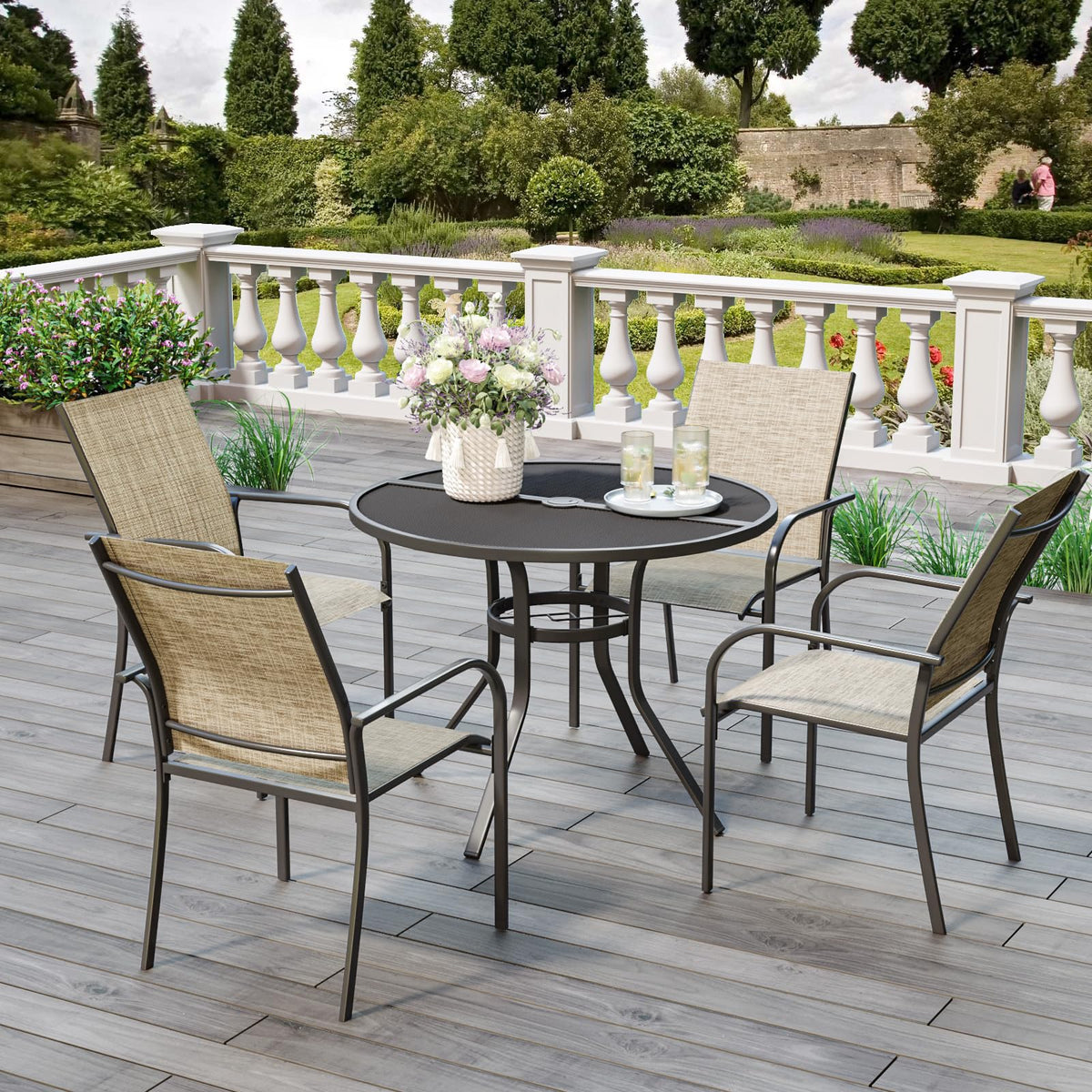 AECOJOY 5 Piece Patio Table and Chair Set for 4, Outdoor Dining Set with 1.73" Umbrella Hole - Product image 9