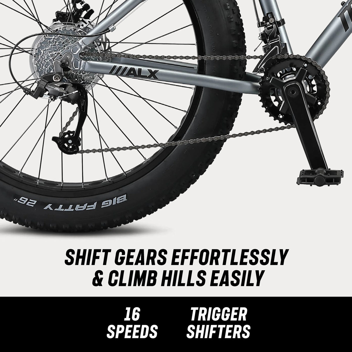 26 - In. Dolomite ALX Unisex Fat Tire Mountain Bike, Gray