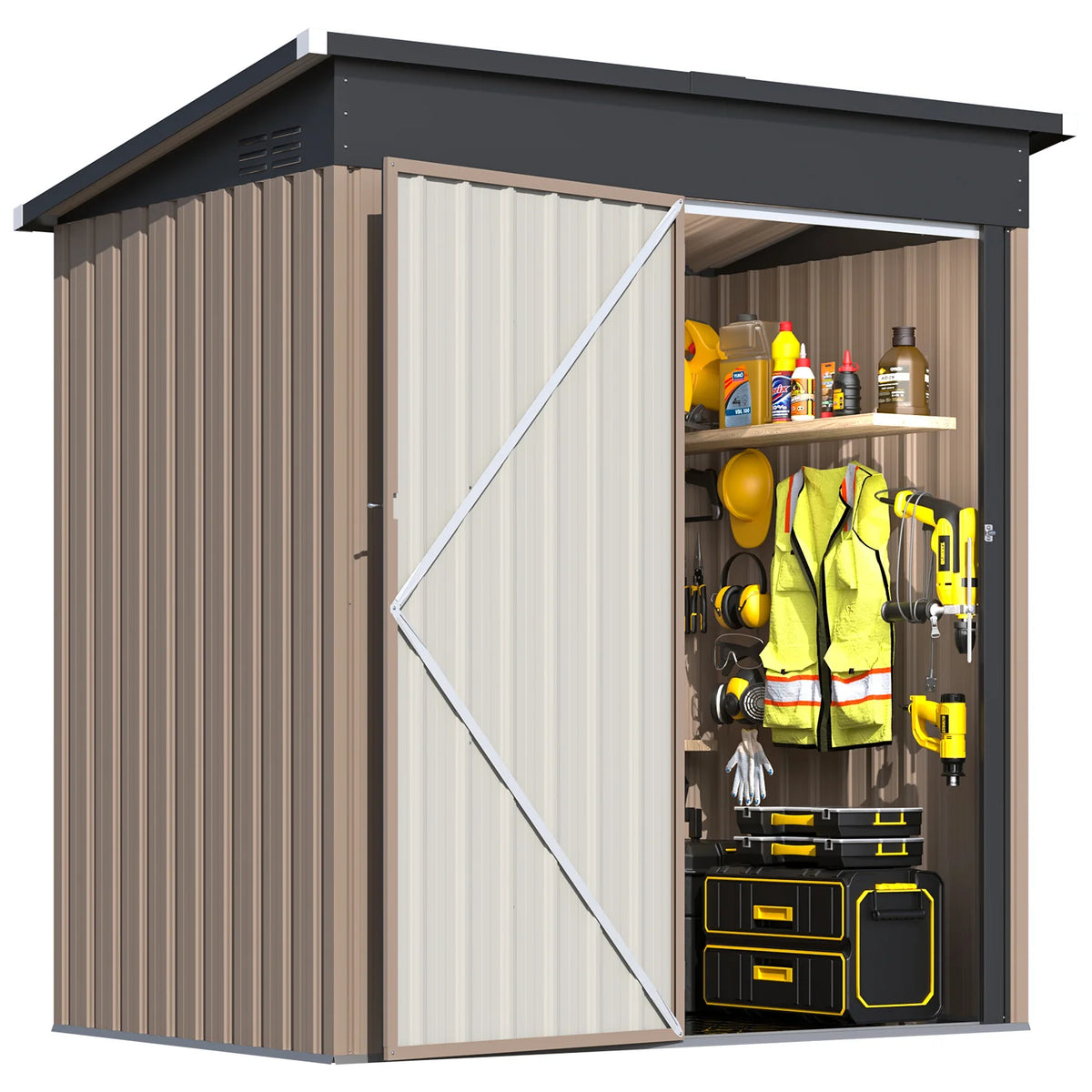 AECOJOY 5'x3' Outdoor Storage Shed with Floor Base, Tiny Utility and Tool Sheds - Product image 1