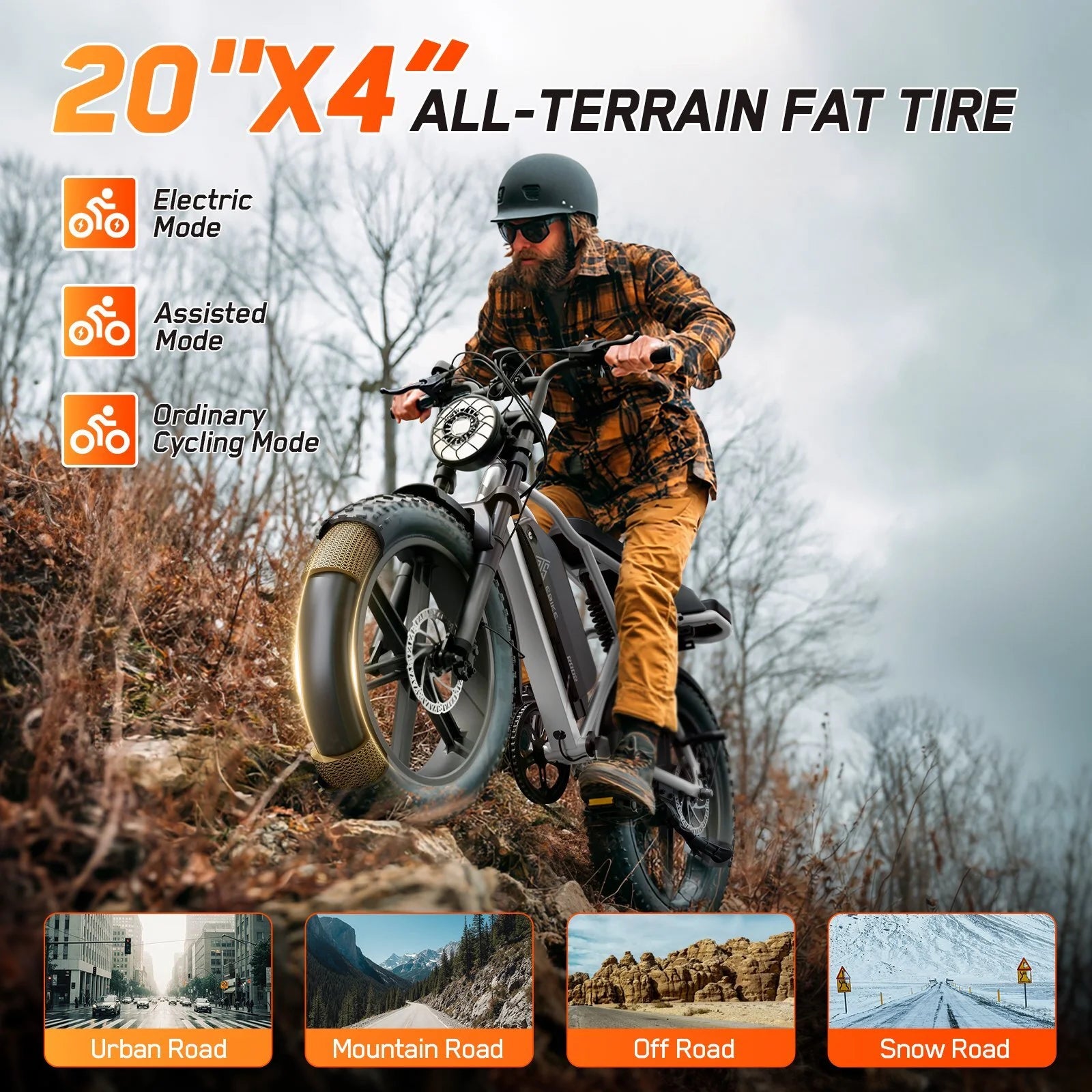 TST Electric Bike for Adults, 750W Peak 1500W Motor, 20"x4" Fat Tire, E Mountain Bike, 48V/15AH UL2849 - Product image 26