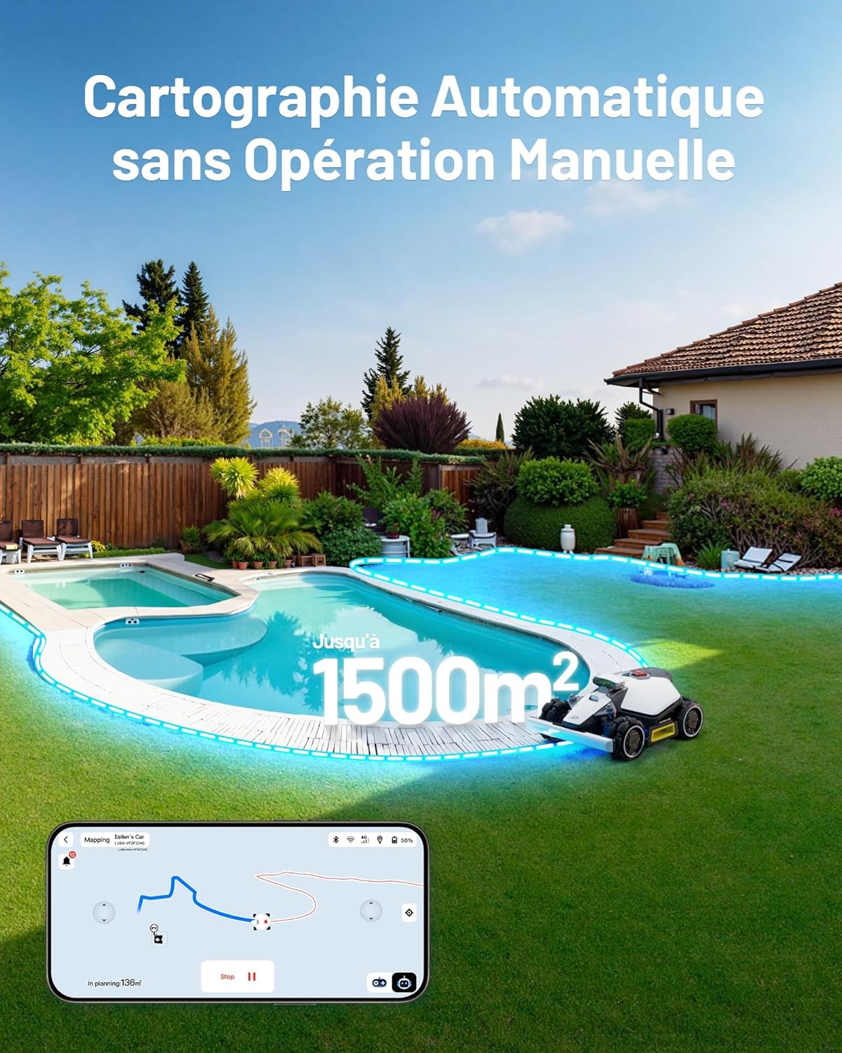MAMMOTION LUBA Mini AWD 800 Wireless Robot Lawn Mower Peripheral, NetRTK+Vision, No RTK Antenna Required, Recommended 800m², Max. 1000m², Slopes at 80%, with 4G Module