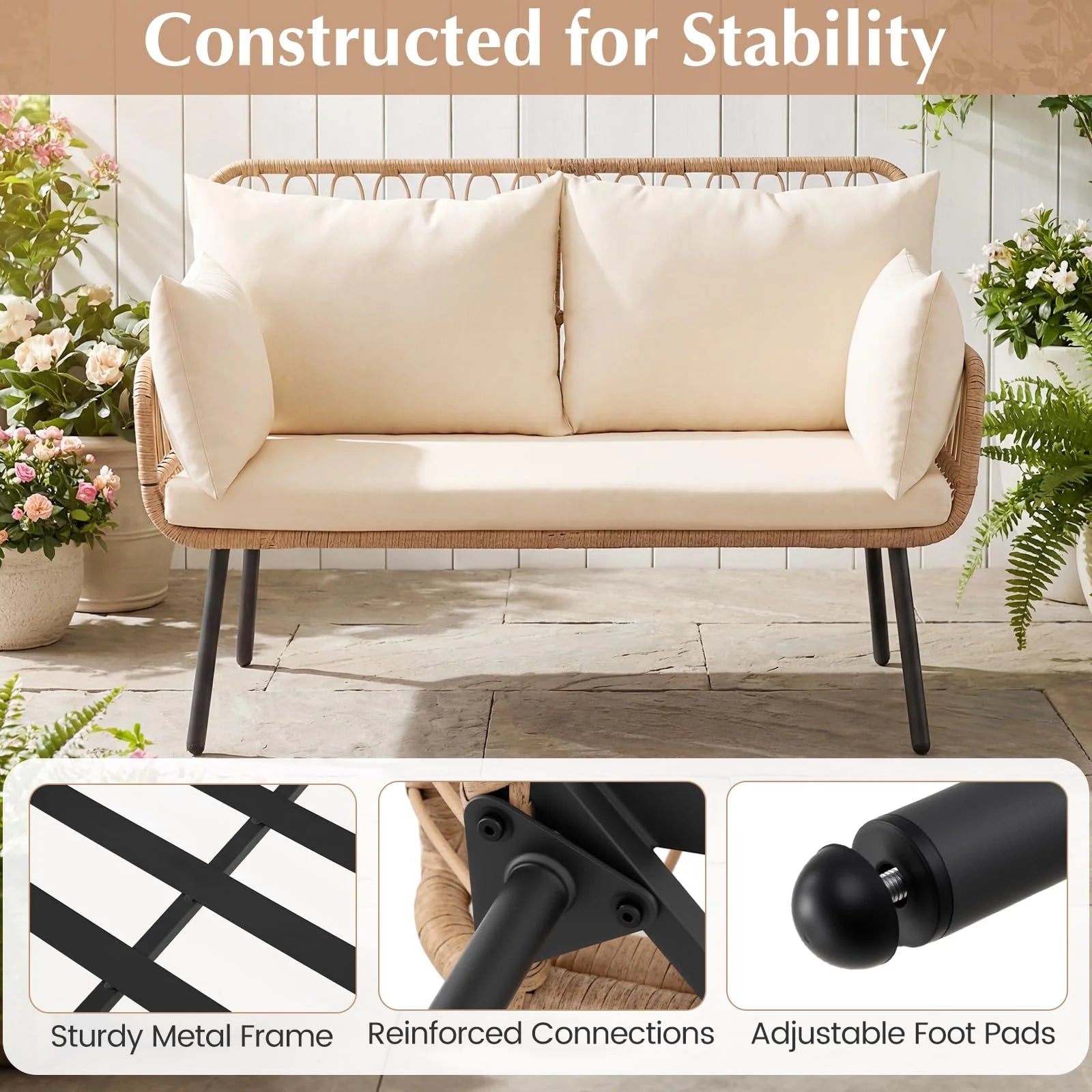 Tangkula PE Rattan Patio Wicker Loveseat - Product image 9