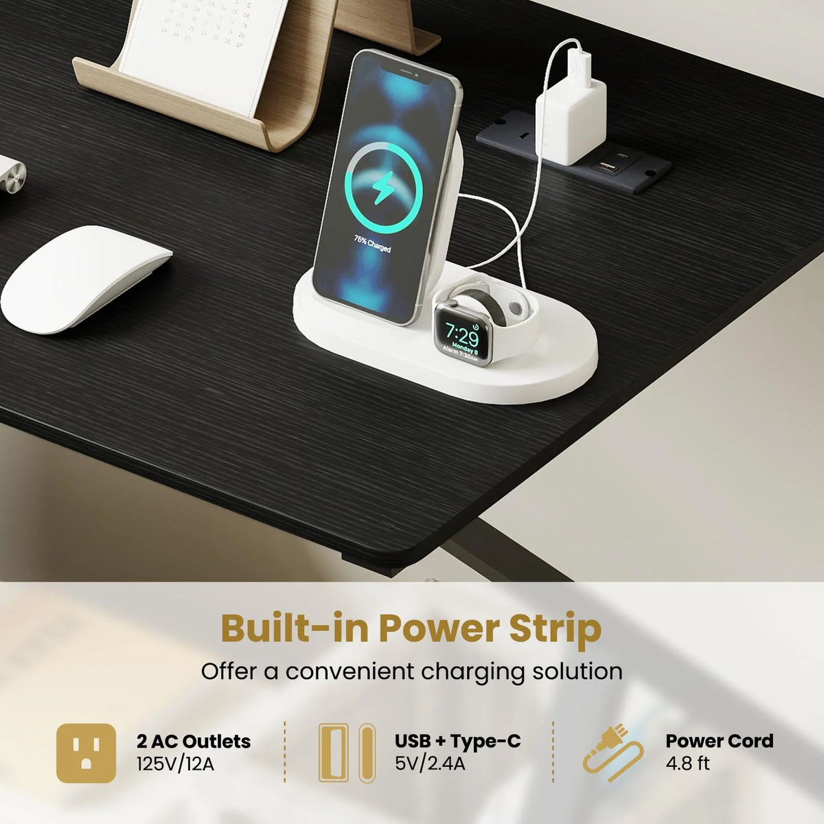 Tangkula 39.5" Mobile Computer Desk with Power Outlets for Home Office Bedroom - Product image 9