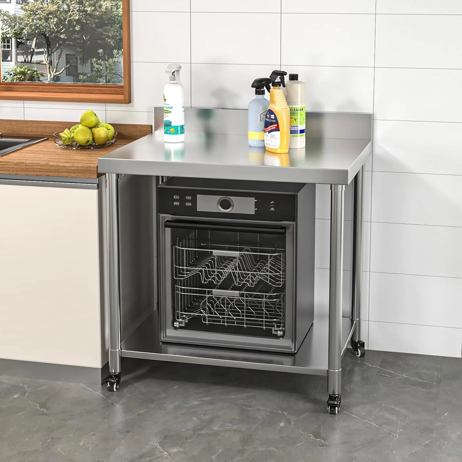 AECOJOY Stainless Steel Table 36"x30" with Backsplash and Knife Blocks Prep Tables for Commercial Kitchen - Product image 9