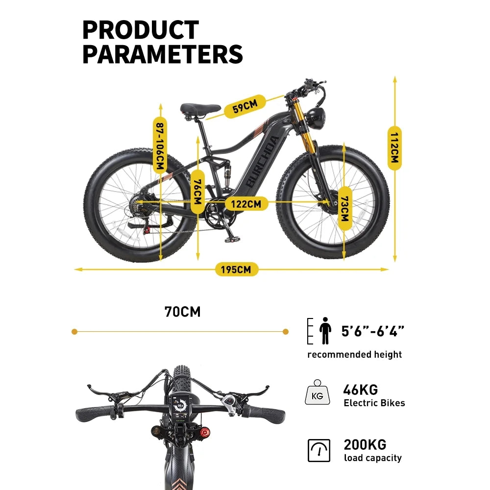 Dual Motors AWD 2000W Electric Bike for Adult 26'' UL2849 48V 30AH E - Product image 28
