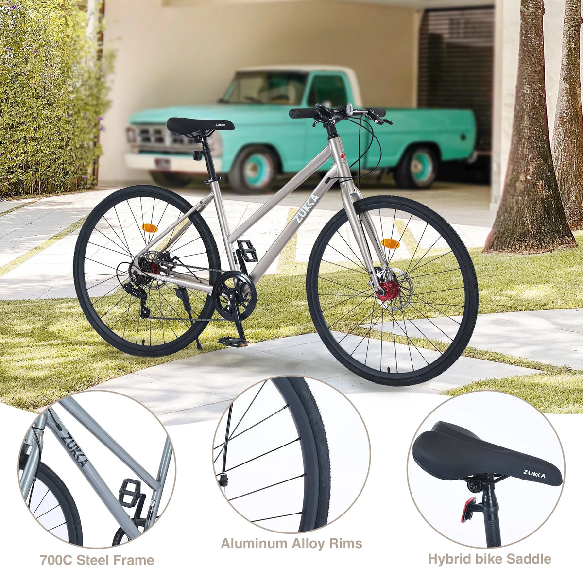 Outdoor Bike 7 Speed Hybrid Bike Disc Brake 700C Road Bike for Men Women'S City Bicycle - Product image 2