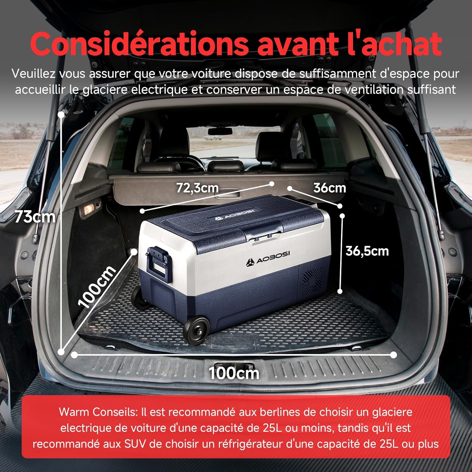 AAOBOSI Compression Cooler 36l, Double Zone Electric Cooler WiFi APP, 12 V/24 V and 100-240 V Camping Fridge, -20 ℃ to 20 ℃, for Car, Truck, Boat, Camping, Car, Caravans, Traveling, Home