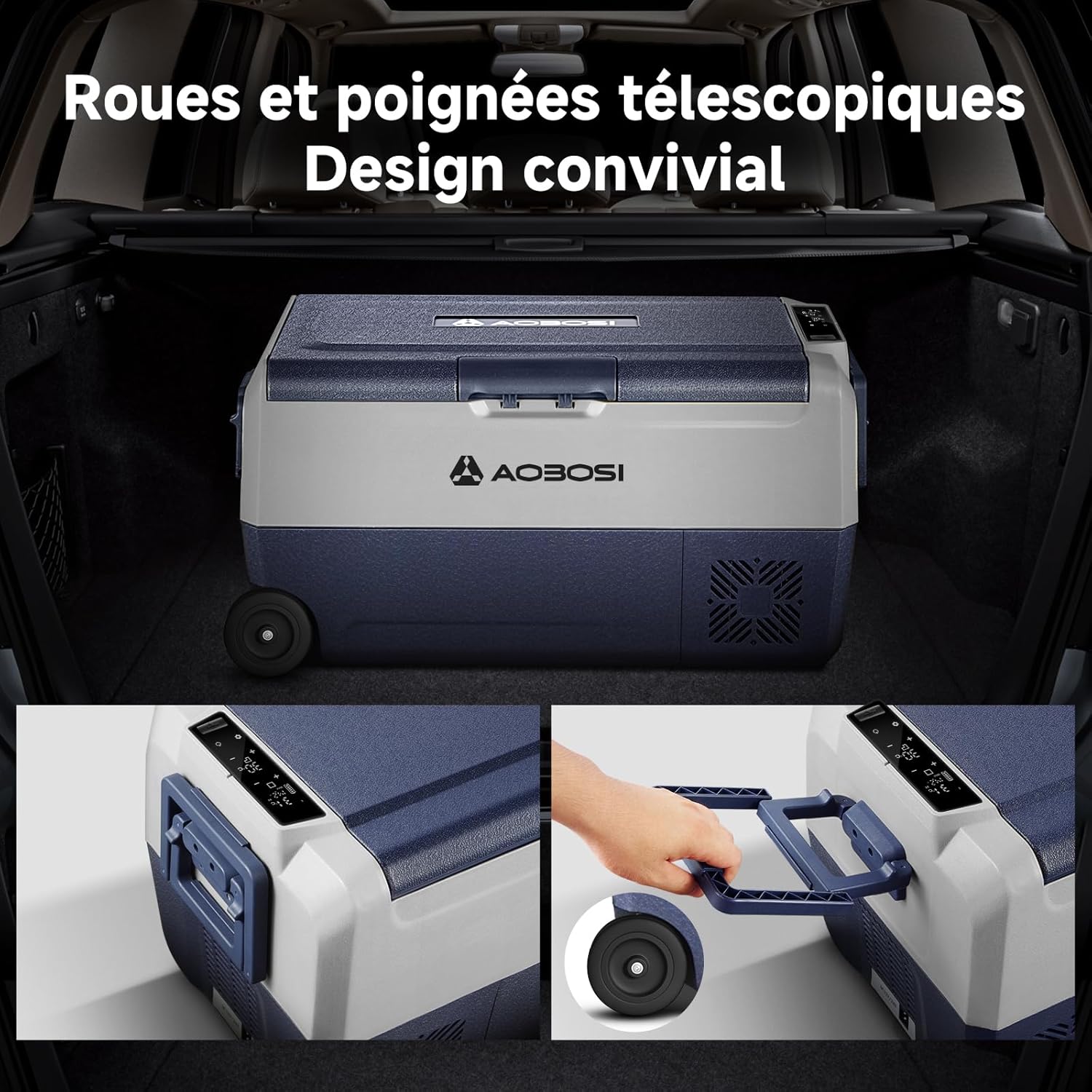 AAOBOSI Compression Cooler 36l, Double Zone Electric Cooler WiFi APP, 12 V/24 V and 100-240 V Camping Fridge, -20 ℃ to 20 ℃, for Car, Truck, Boat, Camping, Car, Caravans, Traveling, Home