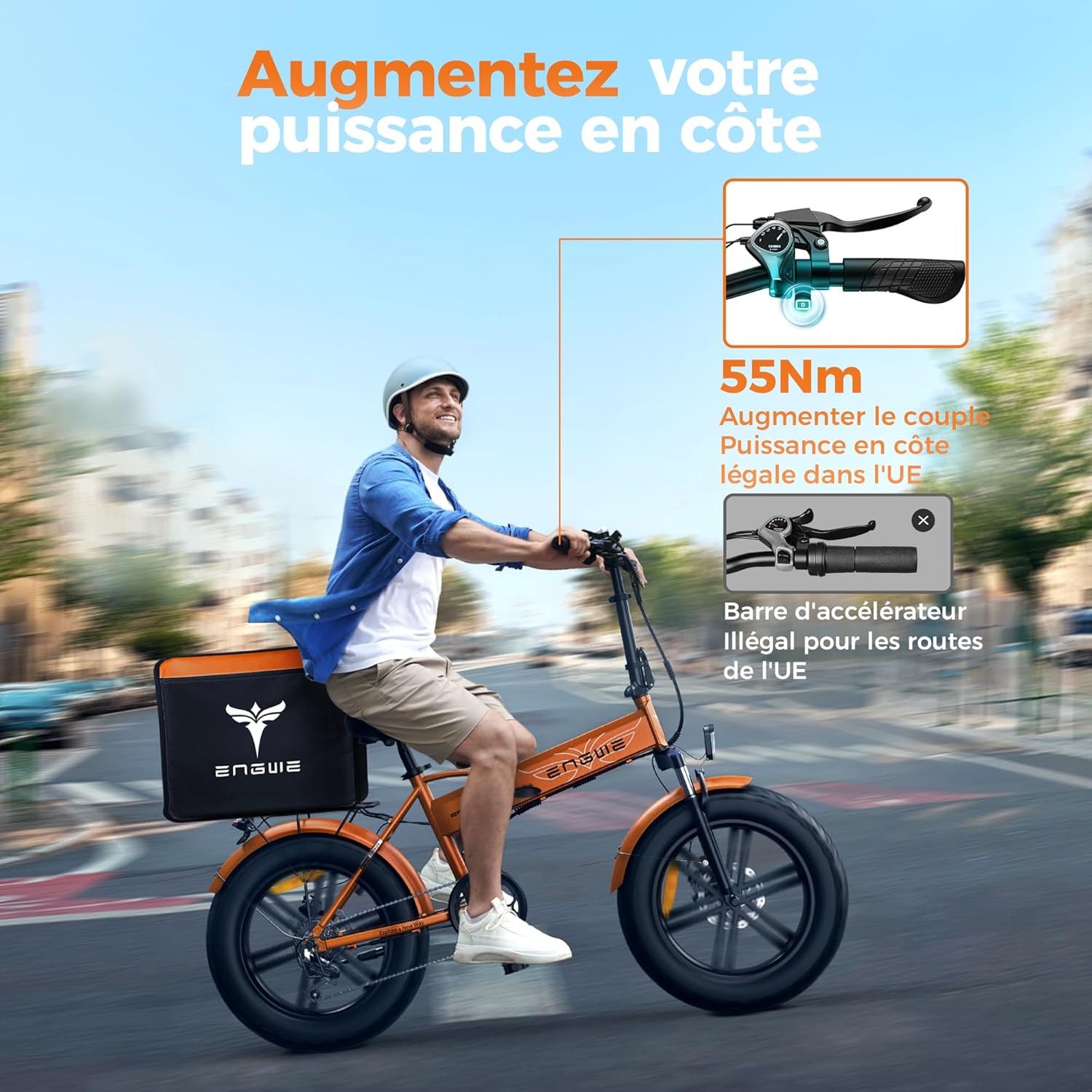 ENGWE Foldable Electric Bike, Removable 48V 13Ah Battery, Range 50-120 km，20'' ×4.0'' Fat Tire 7-Speed ​​E-Bike for Any Terrain