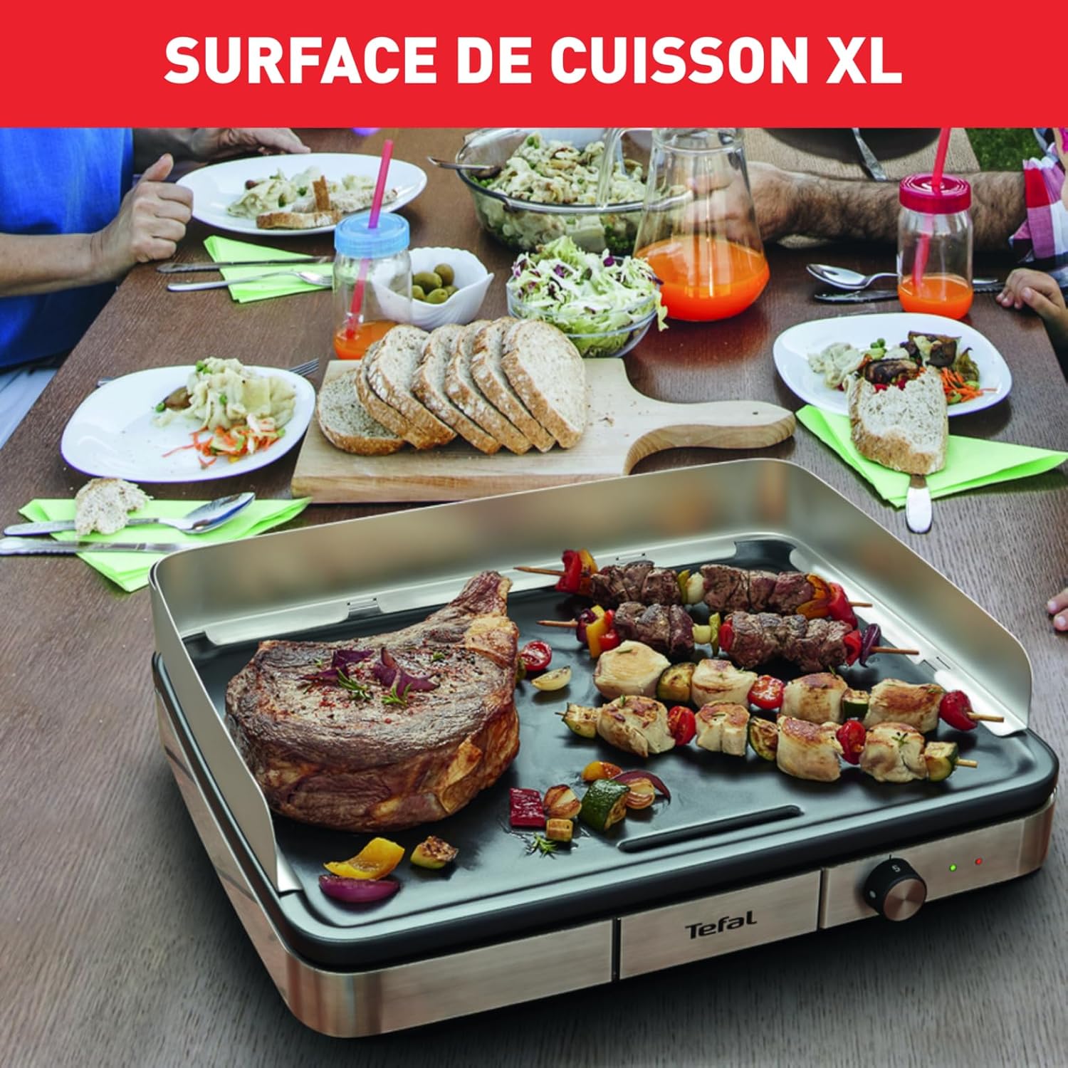Tefal Electric Plancha Maxi Plancha XXL 10/12 People Indoor and Outdoor Stainless Steel Plancha CB690D12