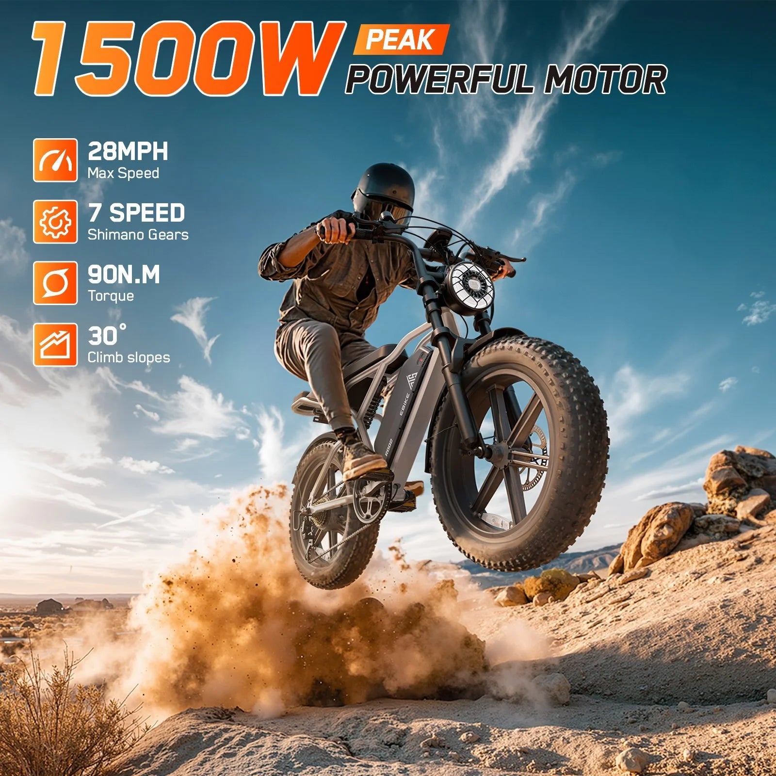 TST Electric Bike for Adults, 750W Peak 1500W Motor, 20"x4" Fat Tire, E Mountain Bike, 48V/15AH UL2849 - Product image 25