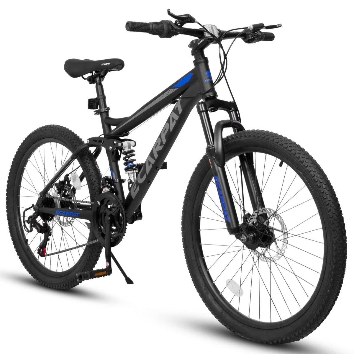 24 in Dual/Front Suspension Mens Womens Mountain Bike, 21 Speeds Dual Disc Brake, High - Carbon Steel Frame - Product image 1