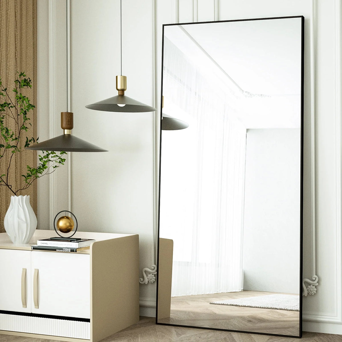 BEAUTYPEAK Full Length Mirror 71"x26" Rectangle Wall Mirror Floor Mirrors for Leaning, Black - Product image 4