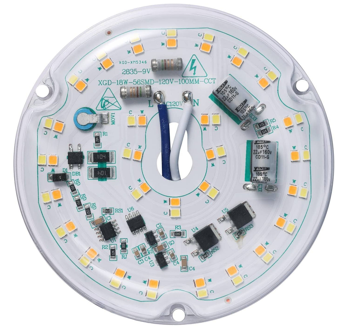 Ledytech 3.93'' LED Retrofit Light Kit for Ceiling Flush Light Ceiling Fan Light Replacement Panel PCB 18W - Product image 1