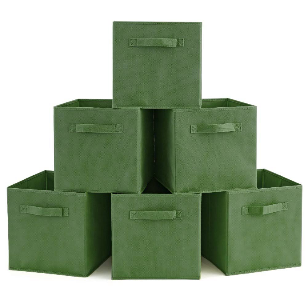 EZOWare Set of 6 Basket Bins Collapsible Storage Organizer Boxes Cube for Nursery Home (Kale Green) - Product image 1