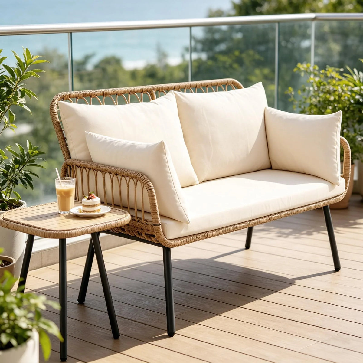 Tangkula PE Rattan Patio Wicker Loveseat - Product image 3