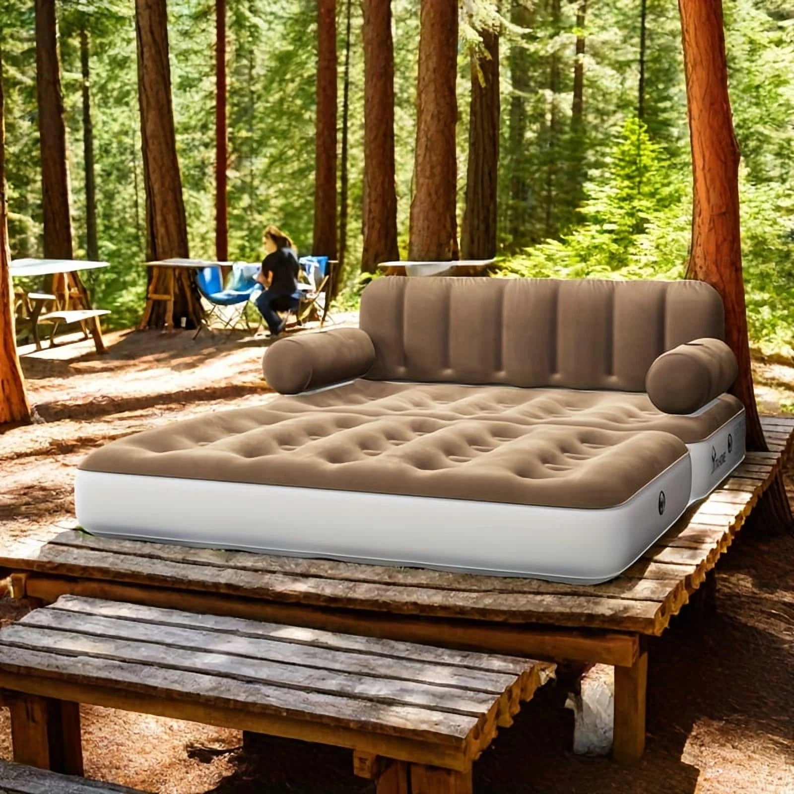 Inflatable Air Sofa Bed 2 - in - 1 Backrest Couch Airbed with Headboard and Pump Convertible Blow up Bed - Product image 8