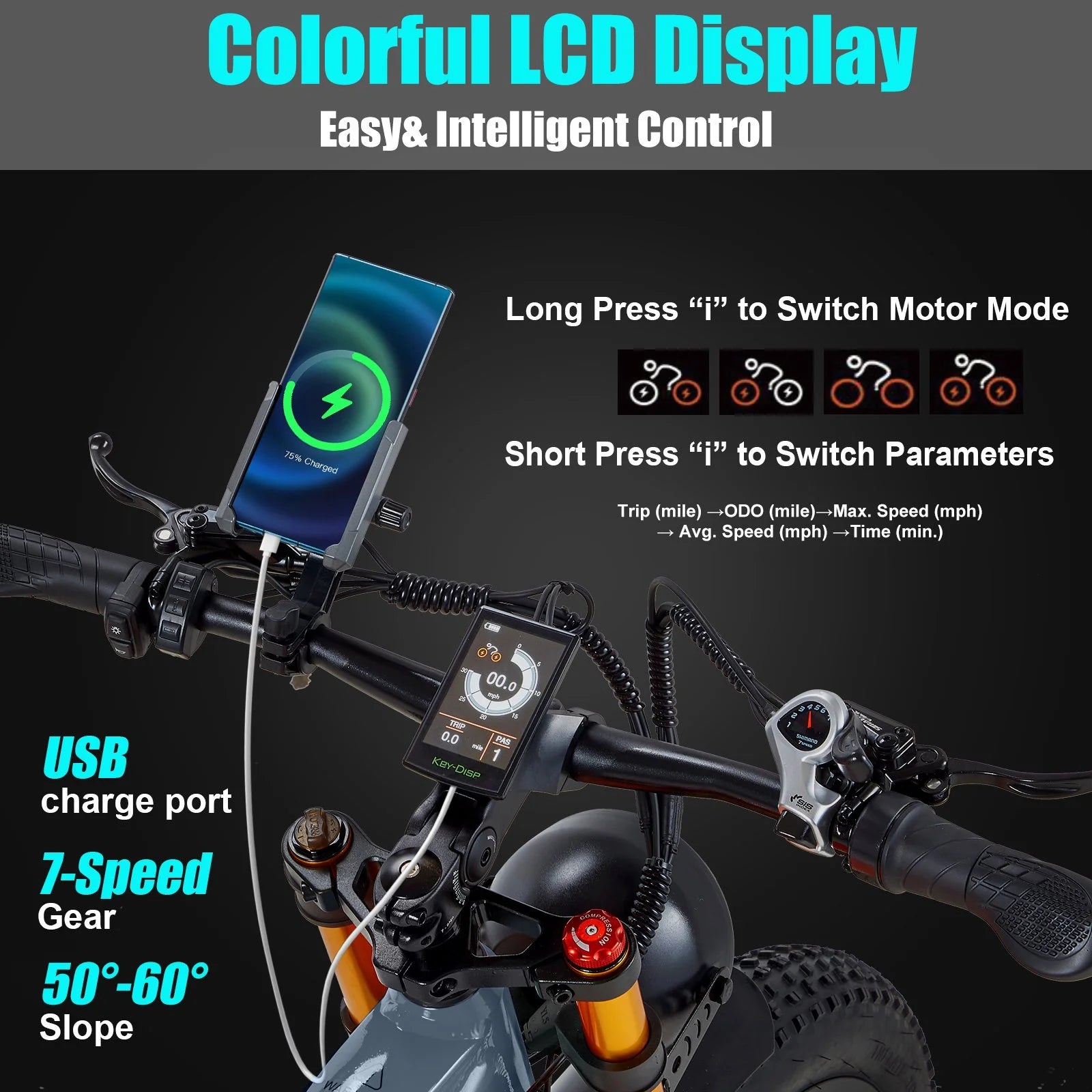 Dual Motors AWD 2000W Electric Bike for Adult 26'' UL2849 48V 30AH E - Product image 13