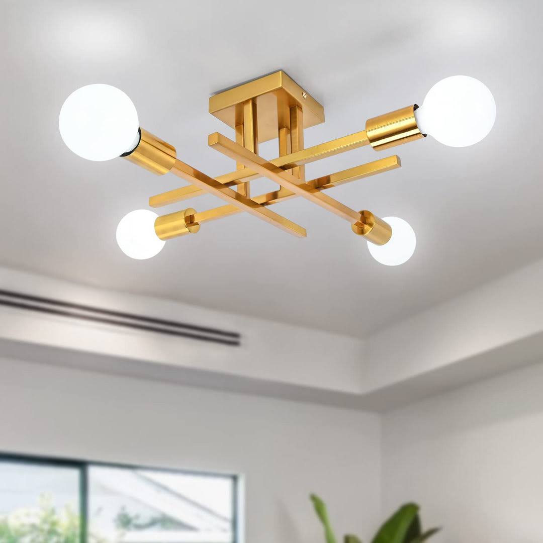 Doraelia Dimmable Sputnik Modern Linear Chandelier Semi Flush Mount Ceiling 4 Light Fixtures George Oliver - Product image 1