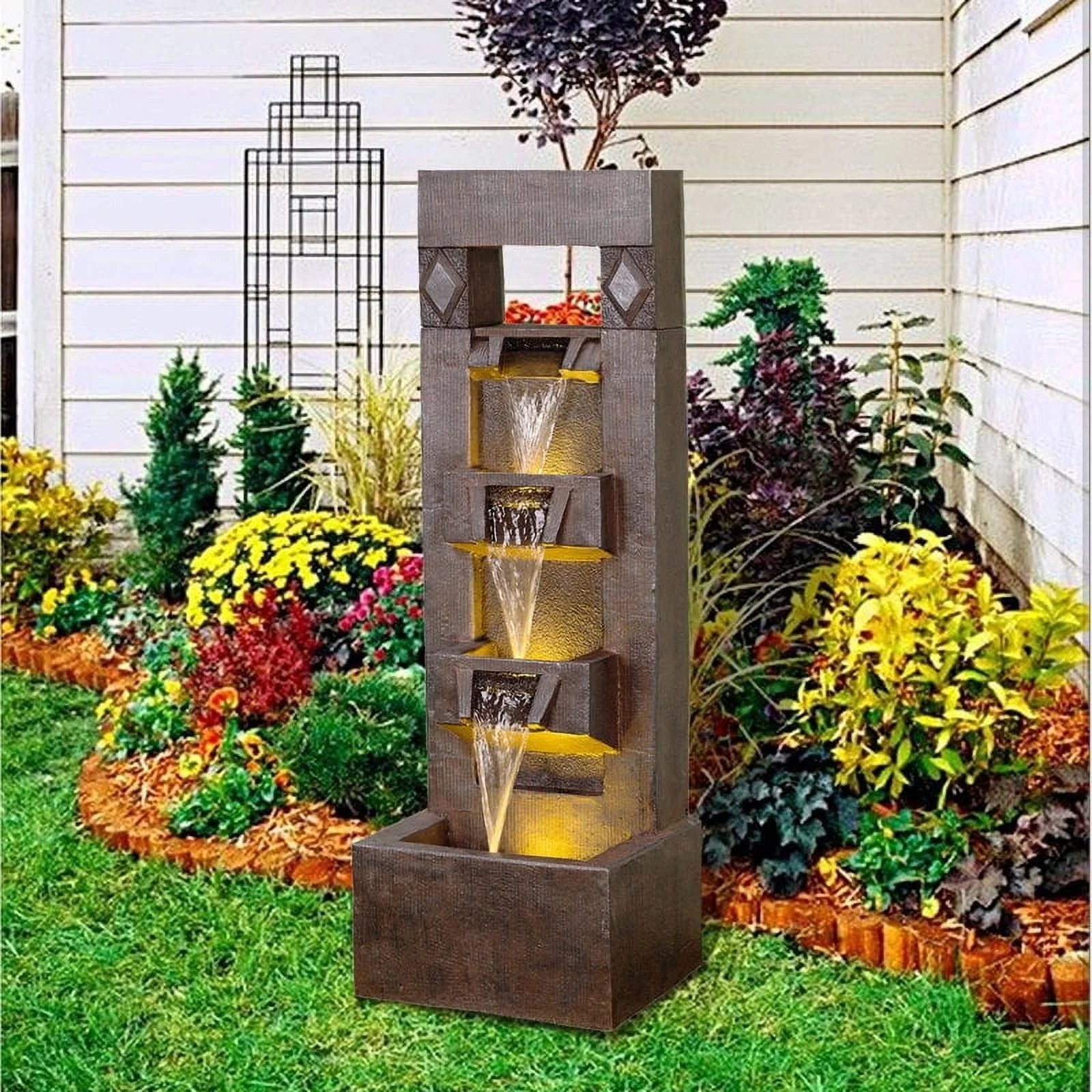 Outdoor Fountains and Indoor Waterfalls 4 Floor - Standing Water Fountain Outdoor with LED Lights for - Product image 2