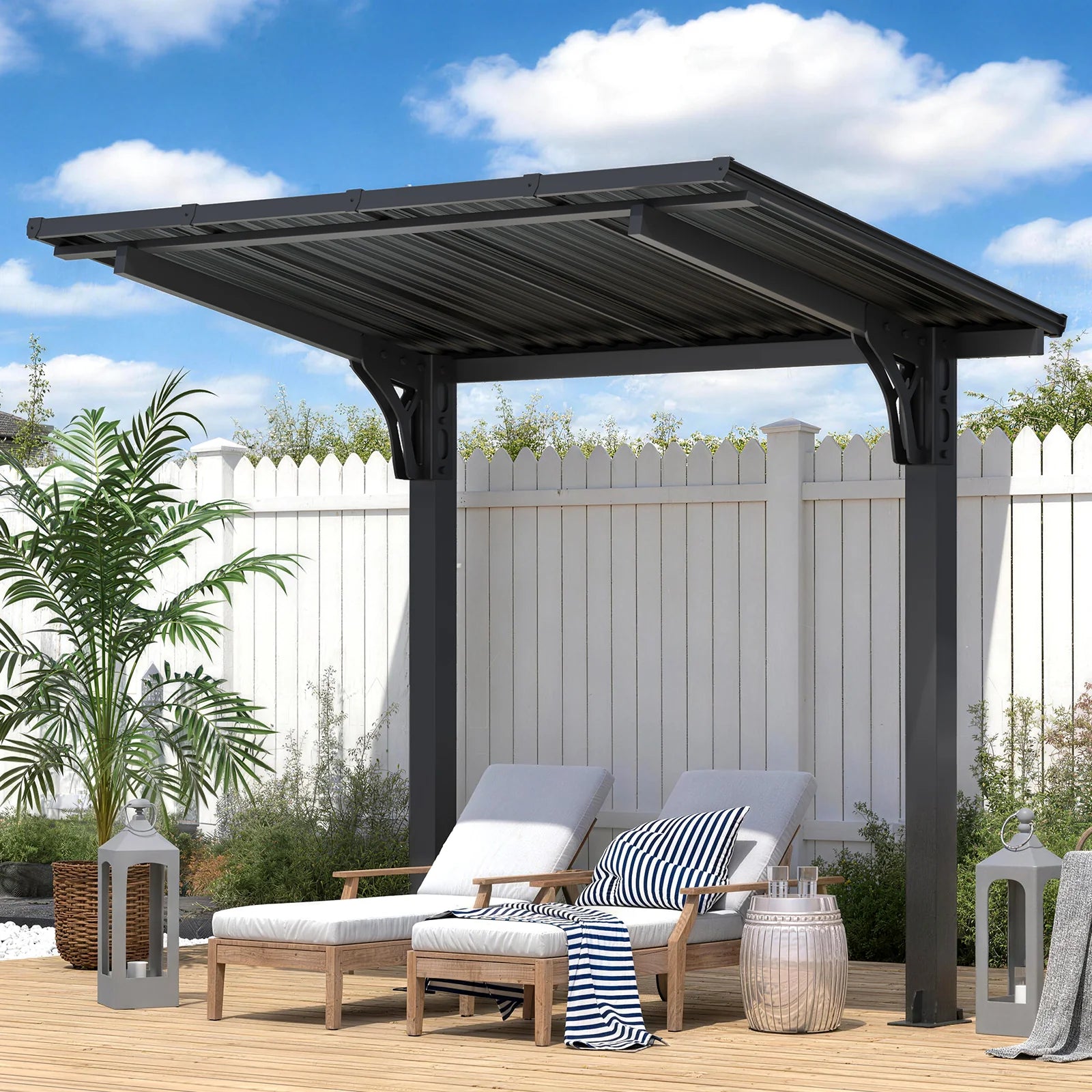 AECOJOY 8' x 5' Lean to Grill Gazebo Hardtop Outdoor Pergola for Patio - Product image 2