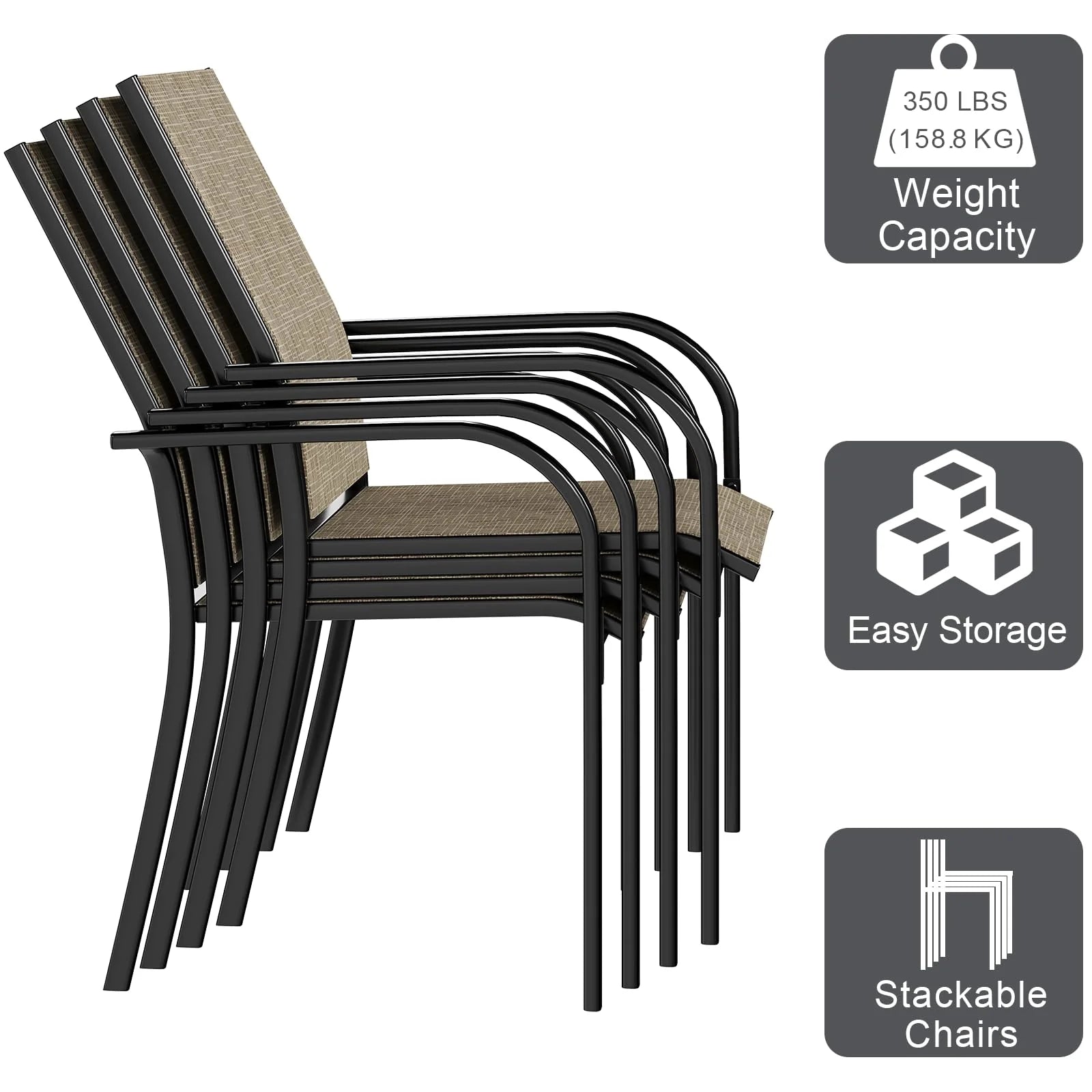 AECOJOY 5 Piece Patio Table and Chair Set for 4, Outdoor Dining Set with 1.73" Umbrella Hole - Product image 6