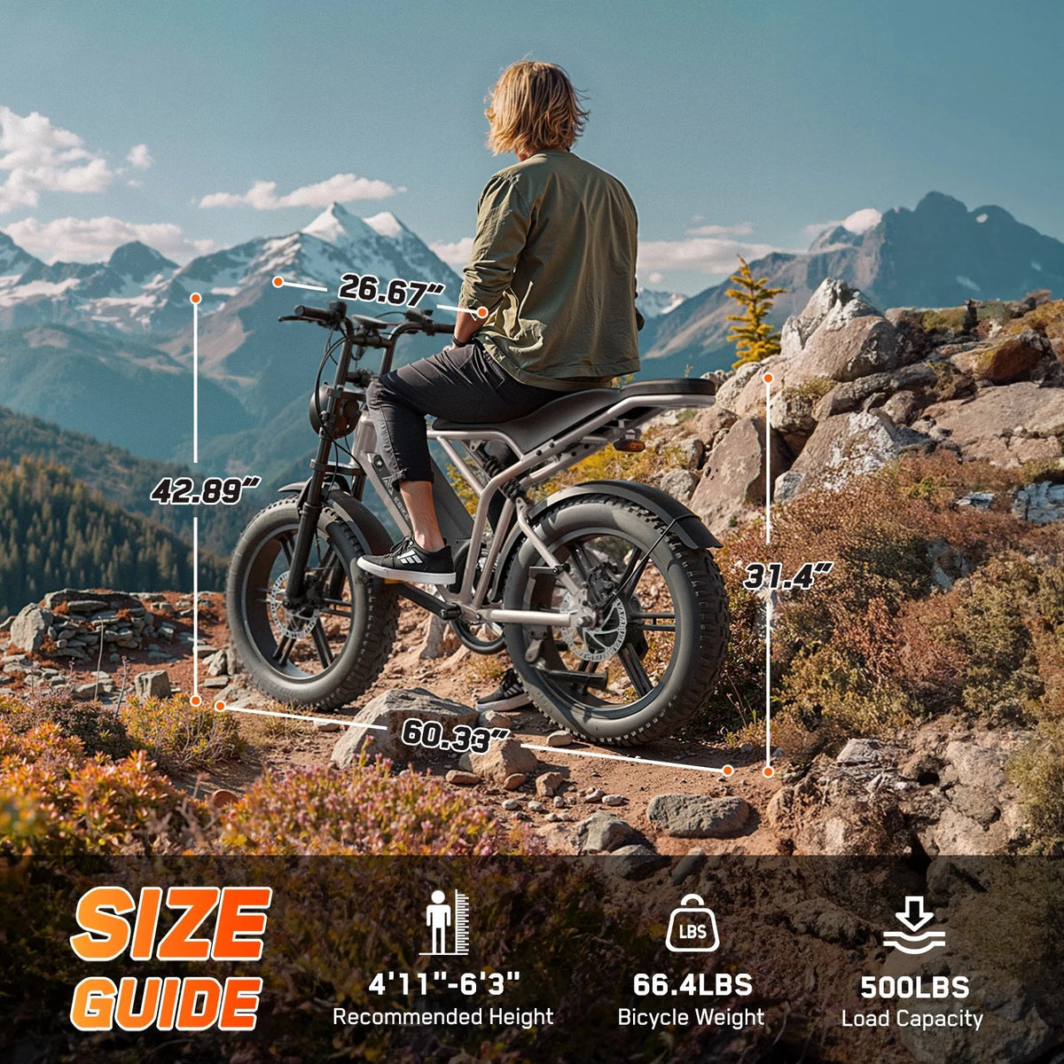TST Electric Bike for Adults, 750W Peak 1500W Motor, 20"x4" Fat Tire, E Mountain Bike, 48V/15AH UL2849 - Product image 27