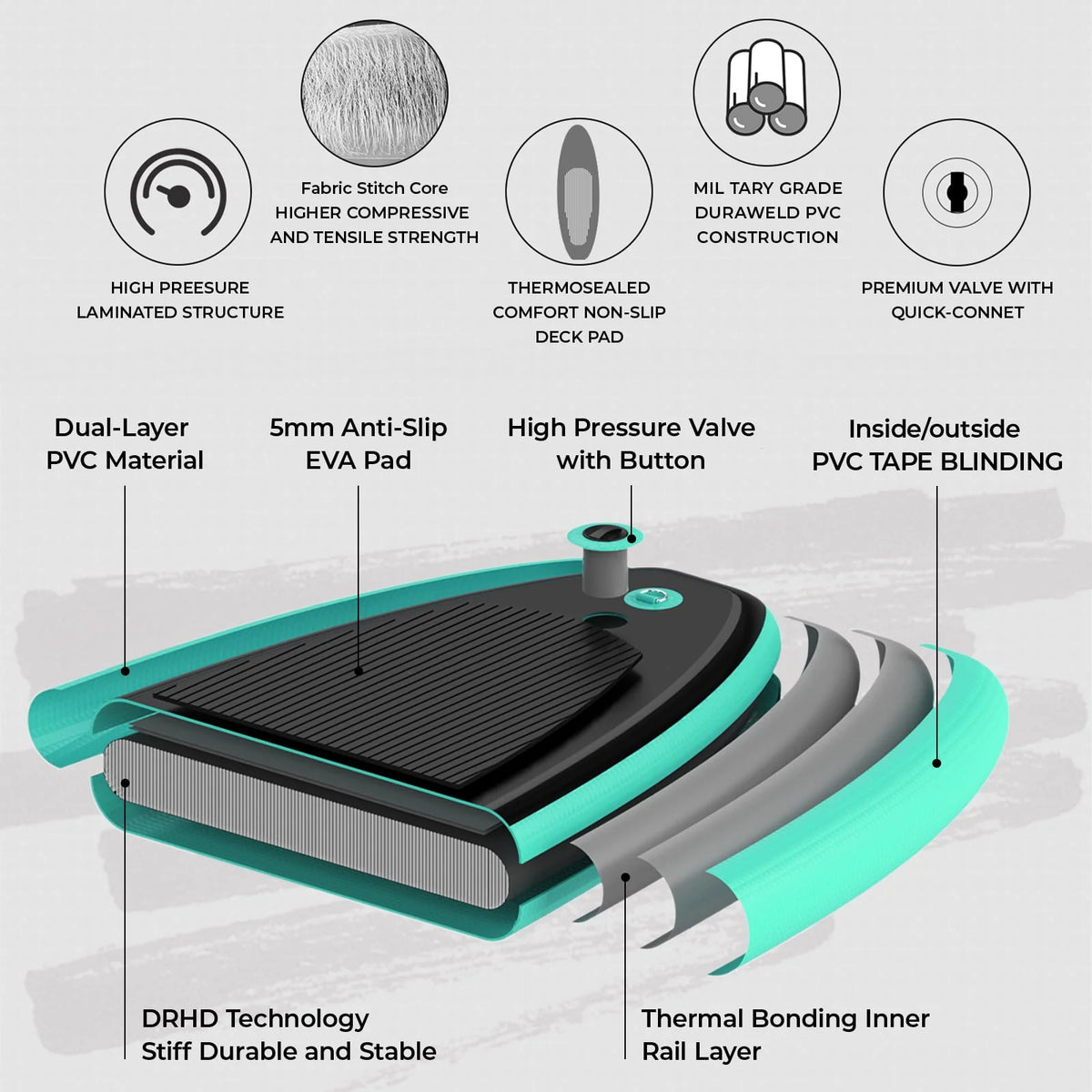 Arlopu Portable 10' Inflatable Stand up Paddle Board with Aluminum Paddle, Leash - Product image 2