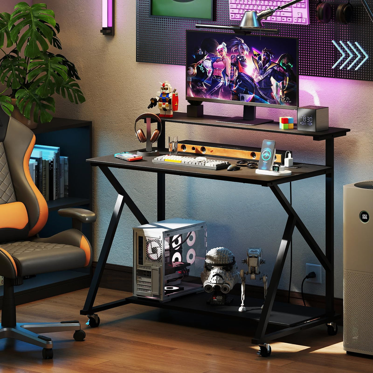 Tangkula 39.5" Mobile Computer Desk with Power Outlets for Home Office Bedroom - Product image 4
