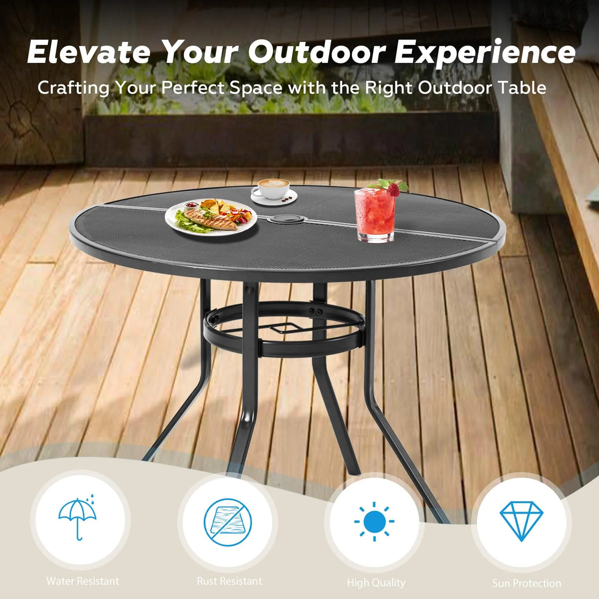 AECOJOY 5 Piece Patio Table and Chair Set for 4, Outdoor Dining Set with 1.73" Umbrella Hole - Product image 5