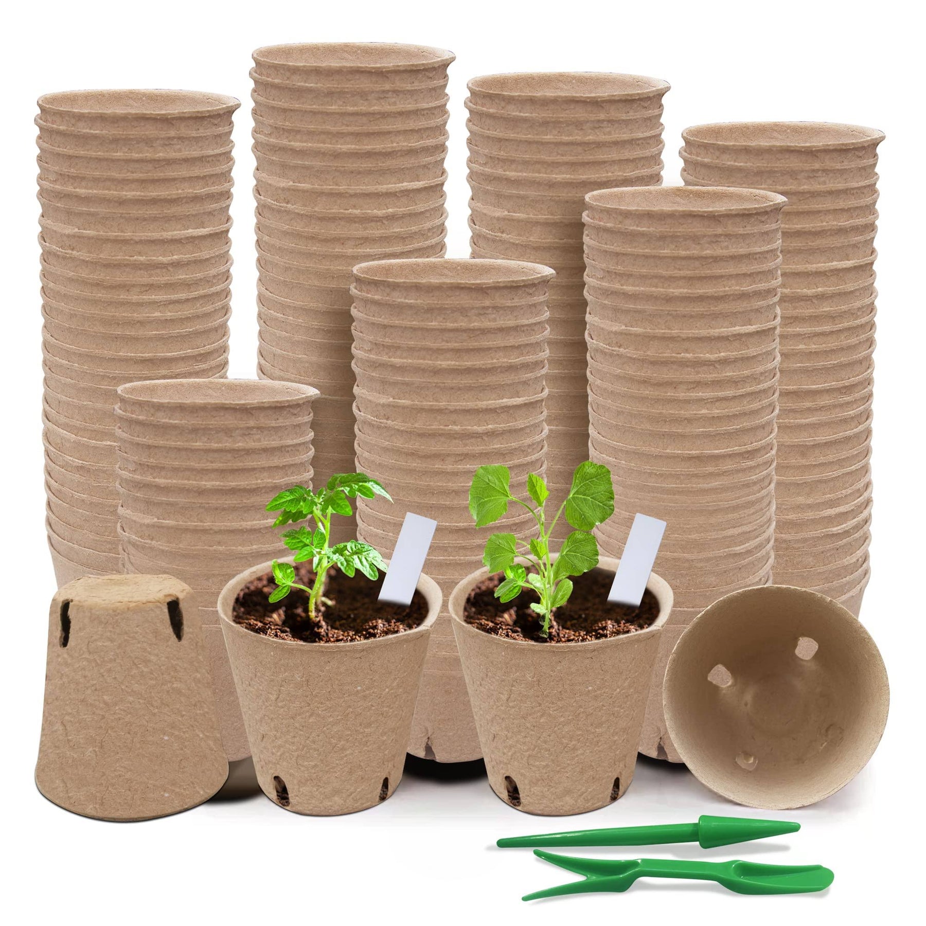 Baxrou 120 Pack 3.15 inch Peat Pots Plant Starters for Seedling, Biodegradable Herb Seed Starter Pots Kits - Product image 1