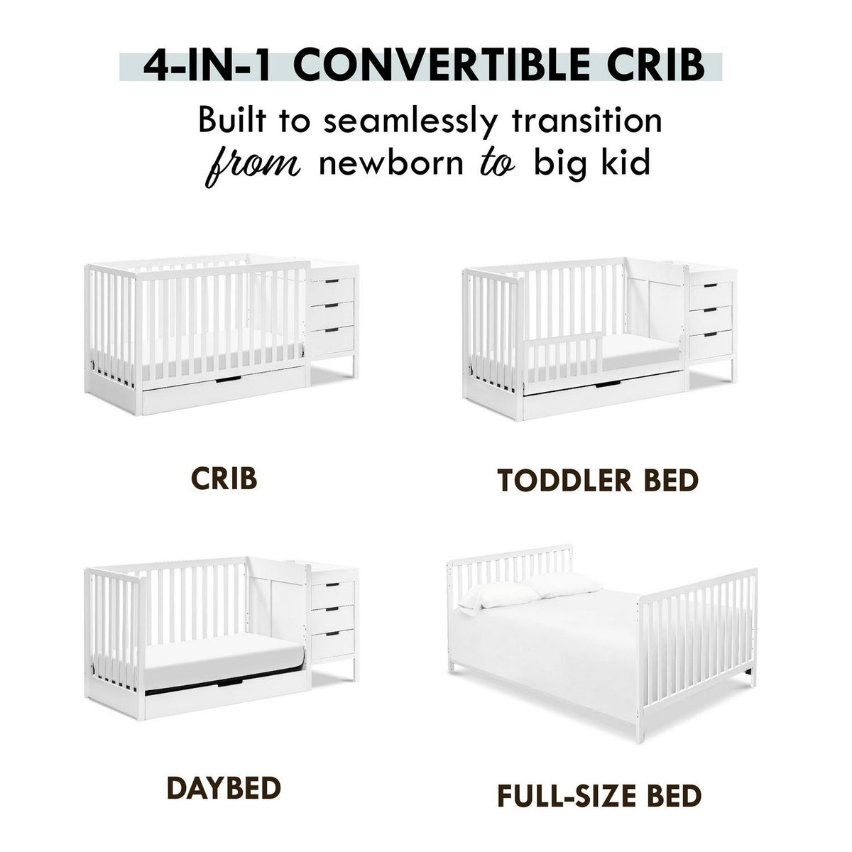 Carter - S by Davinci Colby 4 - in - 1 Convertible Crib & Changer Combo in White - Product image 5
