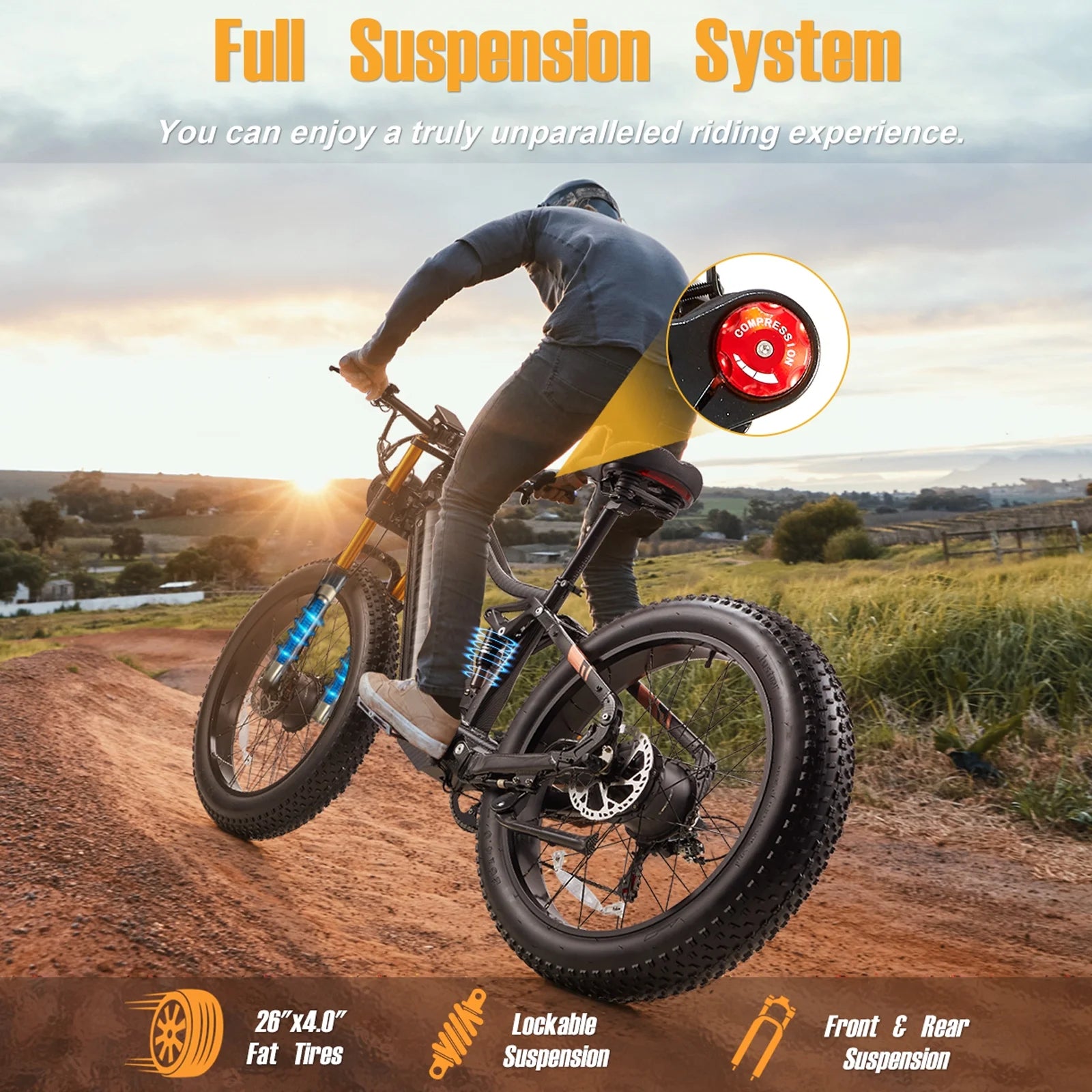 Dual Motors AWD 2000W Electric Bike for Adult 26'' UL2849 48V 30AH E - Product image 19